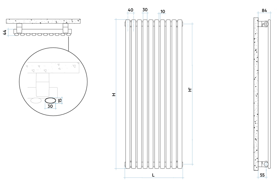 Grzejnik Ellipsis 30_V - rysunek techniczny